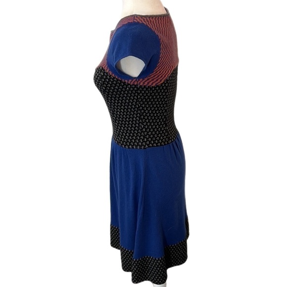 Anthropologie Sparrow Cashmere Blend Dress Blue/ Orange/ Gray Fit & Flare  XS - Picture 3 of 11